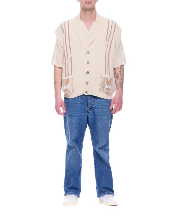 25SS TELA CRUDA 베스트 텔라 크루다 재팬 남성용 아이보리 니트  (대조적인 무늬) M002 232 (일본) - OTHER BRANDS