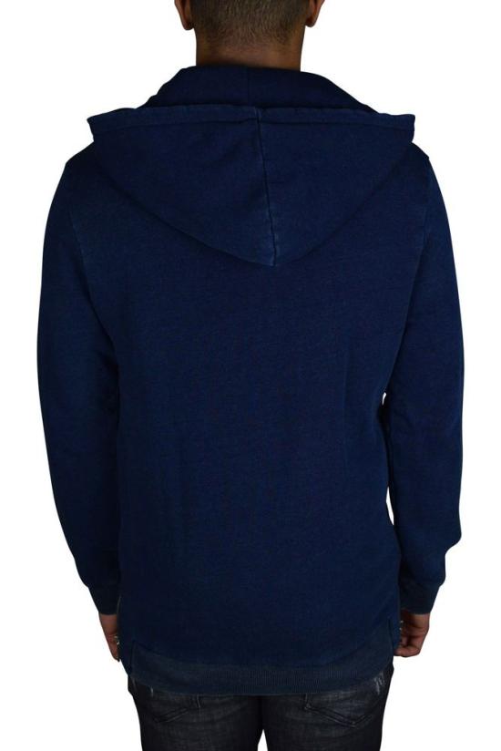  발망 탑 데님 효과가 있는 네이비 블루 스웨트셔츠 - BALMAIN