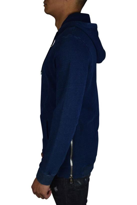  발망 탑 데님 효과가 있는 네이비 블루 스웨트셔츠 - BALMAIN