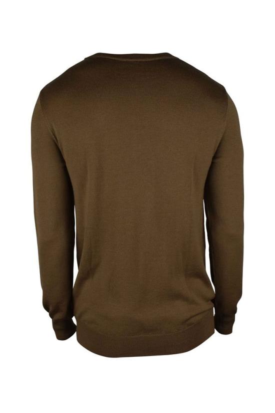  발망 니트웨어 중앙 로고가 있는 카키색 울 스웨터 - BALMAIN