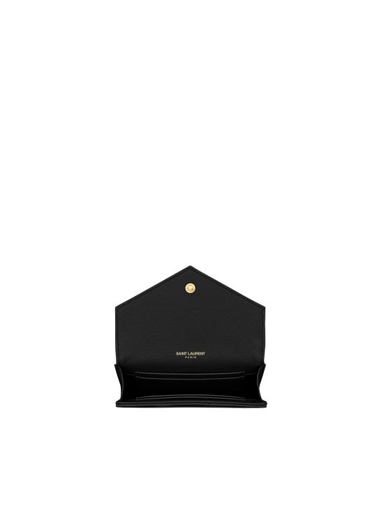 26SS 생로랑 그랑드 뿌드르 엠보스드 레더 카산드라 마틀라세 스몰 엔벨로프 지갑 414404 BOW011000 BLACK - SAINT LAURENT