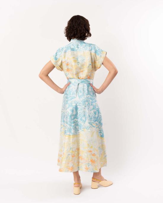  핀리 원피스 샹텔 드레스 터쿼이즈/오렌지/멀티 - FINLEY