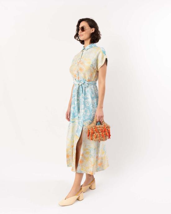  핀리 원피스 샹텔 드레스 터쿼이즈/오렌지/멀티 - FINLEY