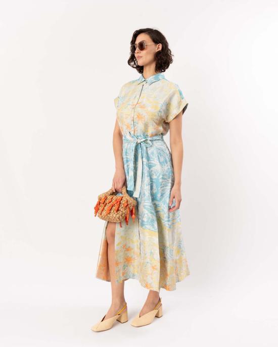  핀리 원피스 샹텔 드레스 터쿼이즈/오렌지/멀티 - FINLEY