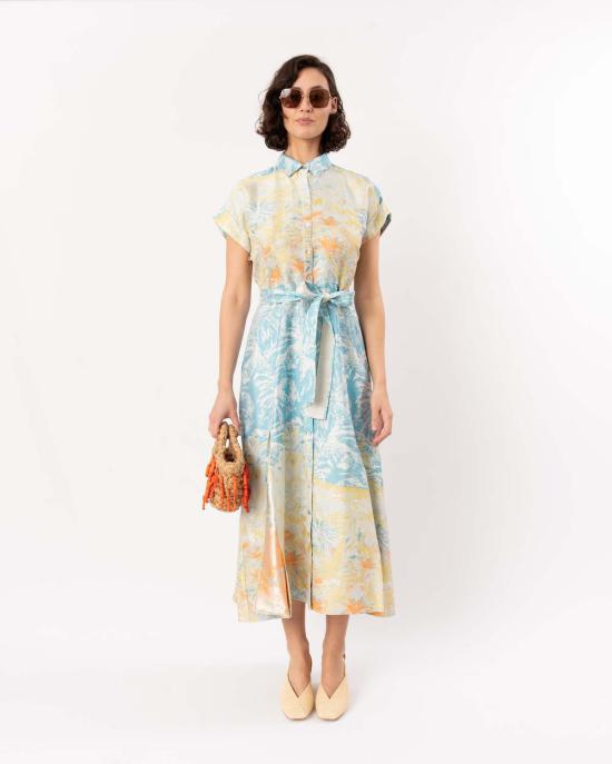  핀리 원피스 샹텔 드레스 터쿼이즈/오렌지/멀티 - FINLEY