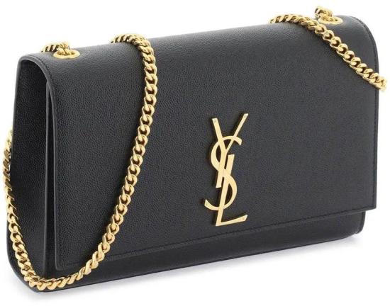  생로랑 그레인 레더 케이트 미디움 체인백 364021BOW0J1000 BLACK - SAINT LAURENT