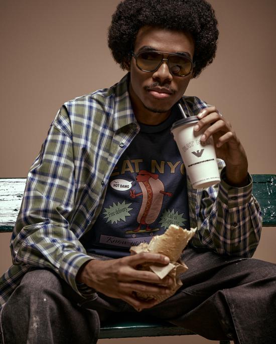 26SS 엠포리오 아르마니 반팔 티셔츠 EM003622 AF14836 MB376 Hotdog blu - EMPORIO ARMANI