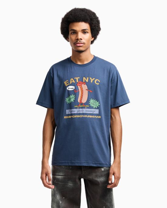 26SS 엠포리오 아르마니 반팔 티셔츠 EM003622 AF14836 MB376 Hotdog blu - EMPORIO ARMANI
