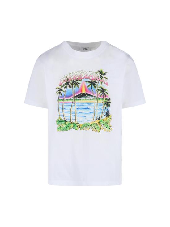  카사블랑카 반팔 티셔츠 M SP26 JTS 001 22 EX BC VOLCANO White