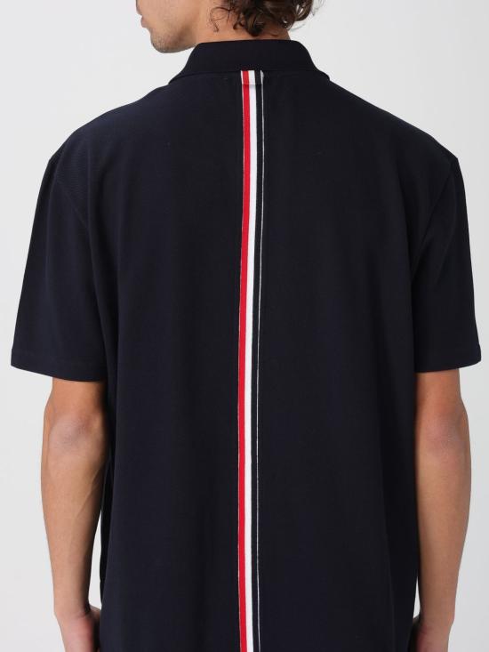 26SS 톰브라운 클래식 피케 스트라이프 릴렉스드 폴로 티셔츠 MJP042A00050 415 Navy - THOM BROWNE