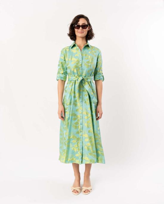  핀리 원피스 레인 드레스 라임/터쿼이즈 - FINLEY