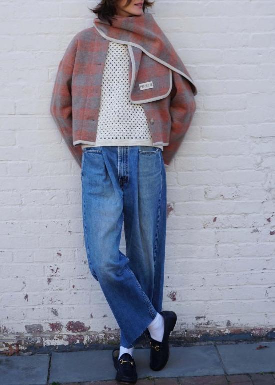  PROCHE 데님 팬츠 프로셰 플리츠 프론트 진