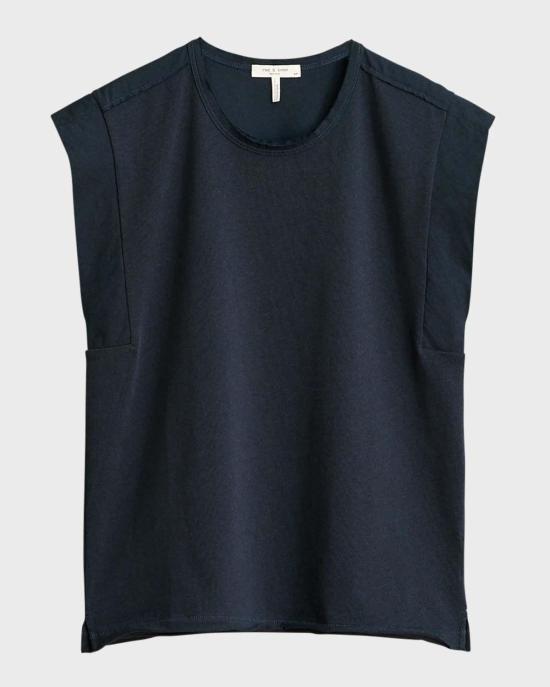  랙앤본 민소매 티셔츠 Rag & Bone Mix Media Muscle Top Navy