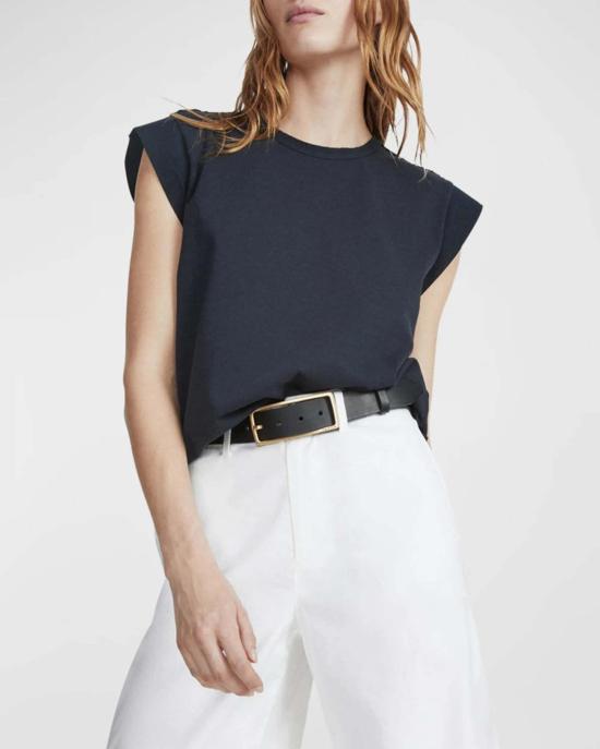  랙앤본 민소매 티셔츠 Rag & Bone Mix Media Muscle Top Navy - RAG & BONE