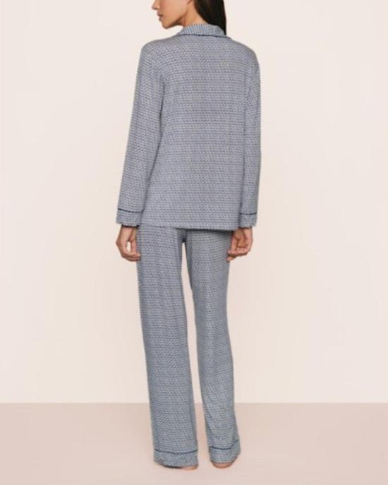  에버제이 언더웨어 지젤 프린트 롱 잠옷 세트 씨쉘 네이비 - EBERJEY