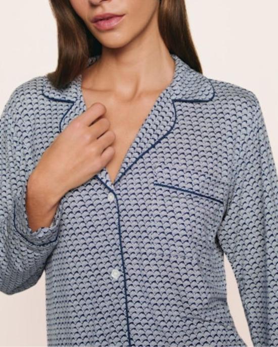  에버제이 언더웨어 지젤 프린트 롱 잠옷 세트 씨쉘 네이비 - EBERJEY