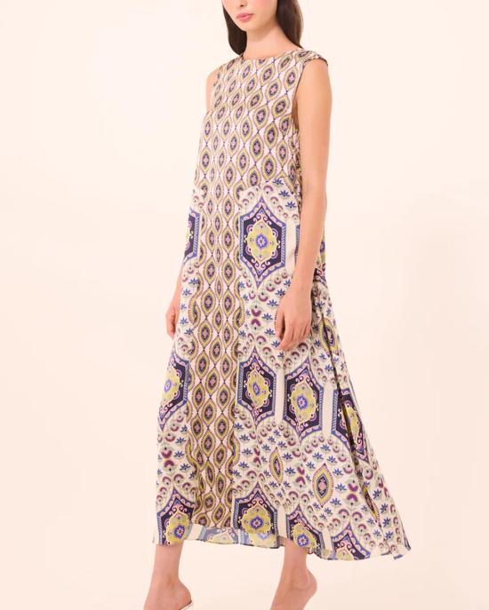  미사 로스엔젤레스 롱 원피스 미사 로스앤젤레스 탈리타 드레스 모자이크 아이 새틴 믹스 - MISA LOS ANGELES