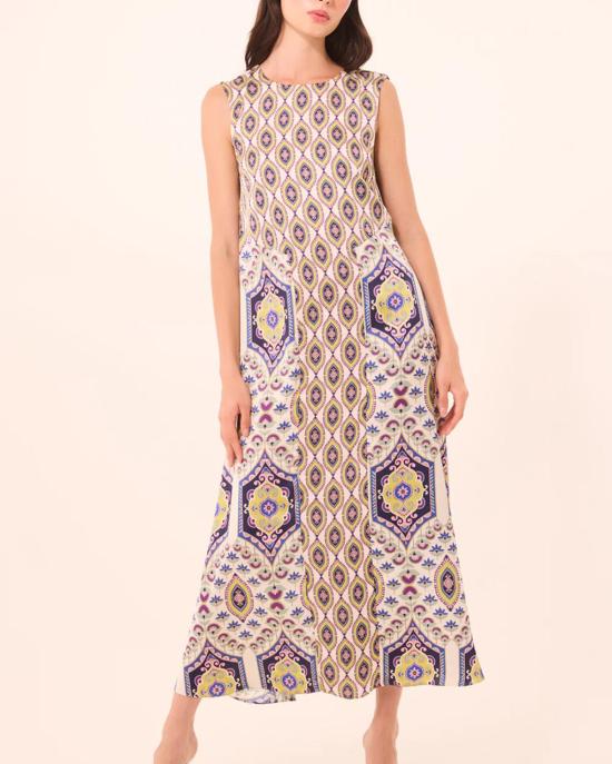  미사 로스엔젤레스 롱 원피스 미사 로스앤젤레스 탈리타 드레스 모자이크 아이 새틴 믹스 - MISA LOS ANGELES