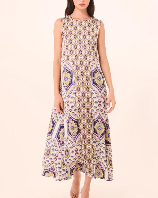  미사 로스엔젤레스 롱 원피스 미사 로스앤젤레스 탈리타 드레스 모자이크 아이 새틴 믹스