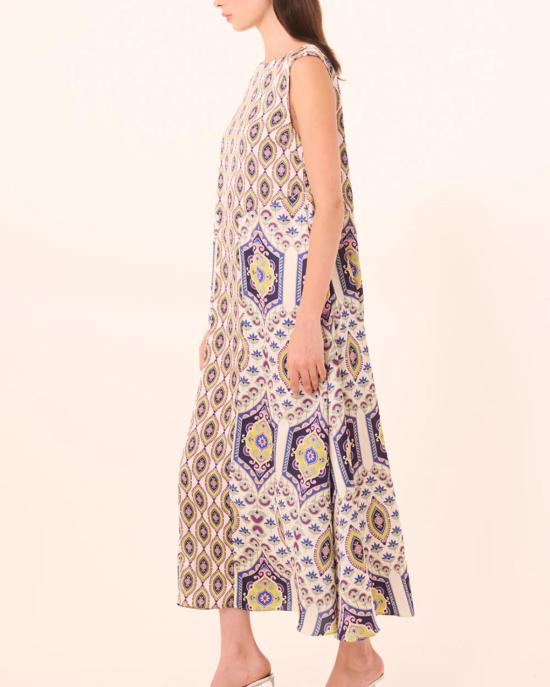  미사 로스엔젤레스 롱 원피스 미사 로스앤젤레스 탈리타 드레스 모자이크 아이 새틴 믹스 - MISA LOS ANGELES