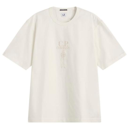 26SS 씨피 컴퍼니 반팔 티셔츠 MERCERIZEDJERSEY302TWISTEDSHORTSLEEVELOGOTSHIRT20CMTS120A110580W103 GAUZE WHITE DOM