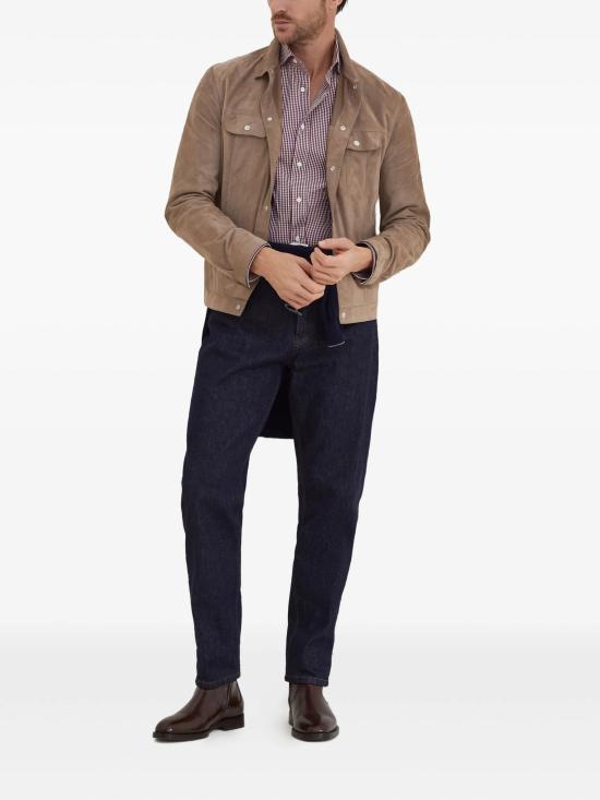 26SS 브루넬로 쿠치넬리 스웨이드 4포켓 블루종 MPCFN2042 C4248 BROWN - BRUNELLO CUCINELLI