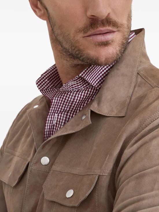 26SS 브루넬로 쿠치넬리 스웨이드 4포켓 블루종 MPCFN2042 C4248 BROWN - BRUNELLO CUCINELLI