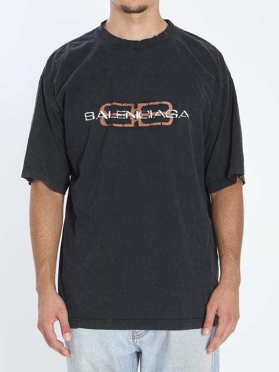 26SS 발렌시아가 반팔 티셔츠 764235TTVD6 1041 BLACK