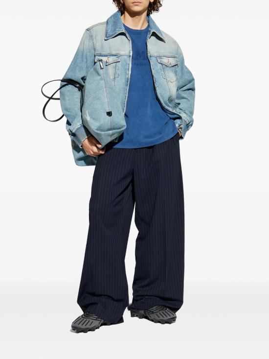 25FW 발망 반팔 티셔츠 FH1EG000BC72 SOS BLUE - BALMAIN