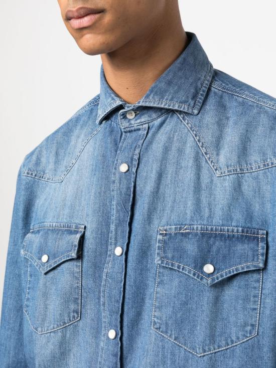 26SS 브루넬로 쿠치넬리 긴팔 셔츠 MH1924008 CCF66 BLUE - BRUNELLO CUCINELLI