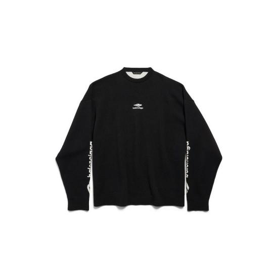 26SS 발렌시아가 3B 스포츠 아이콘 스키 크루넥 857094T1769 1070 BLACK