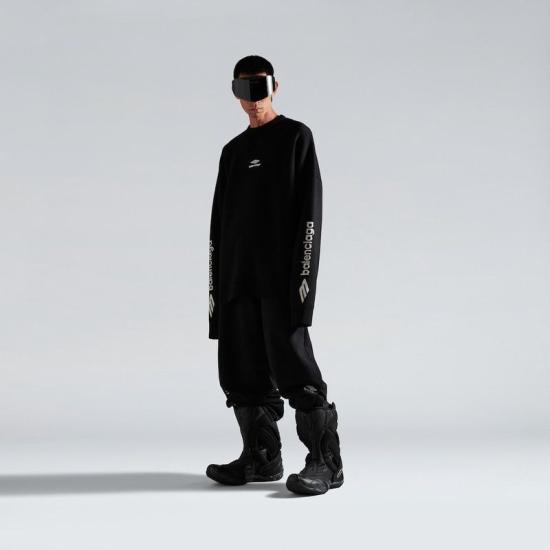 26SS 발렌시아가 3B 스포츠 아이콘 스키 크루넥 857094T1769 1070 BLACK - BALENCIAGA