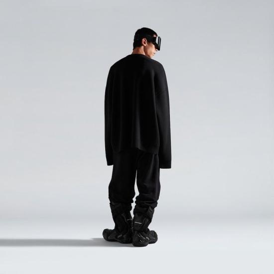 26SS 발렌시아가 3B 스포츠 아이콘 스키 크루넥 857094T1769 1070 BLACK - BALENCIAGA