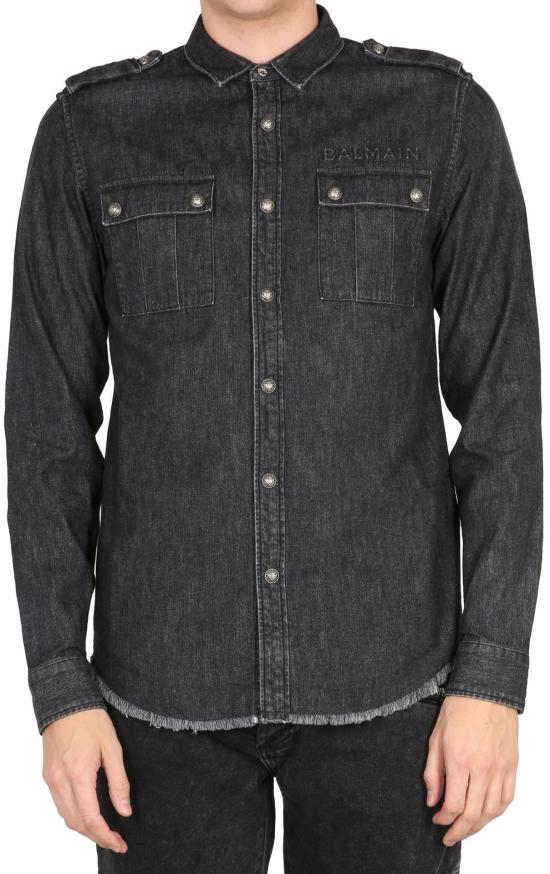  발망 셔츠 WH1HC030146D0PC BLACK - BALMAIN