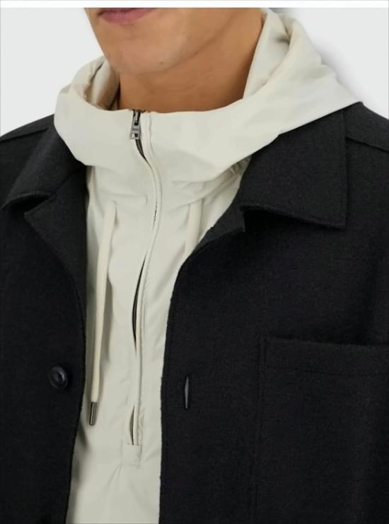 25FW 에르노 펠트 울 리조트 셔츠 자켓 GI00090UR 33372 9287 Black - HERNO