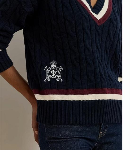 26SS 폴로 랄프로렌 니트웨어 TEDURPH LONG SLEEVE NAVY CREAM Black - POLO RALPH LAUREN