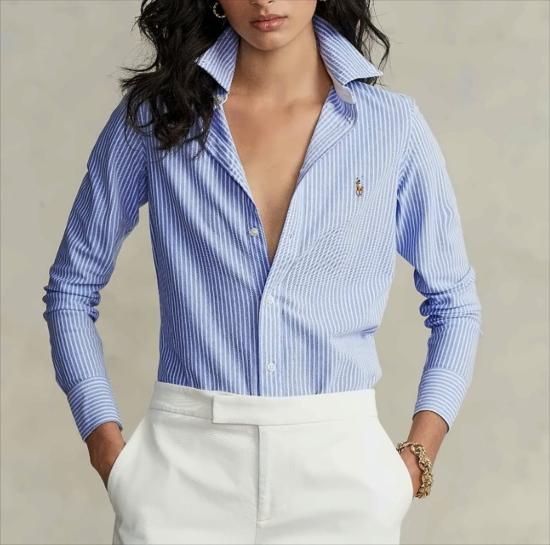 26SS 폴로 랄프로렌 셔츠 JAMELKO LONG SLEEVE BUTTON FRONT BLU WHITE Blue - POLO RALPH LAUREN