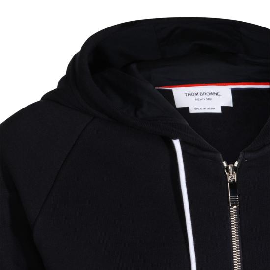 26SS 톰브라운 클래식 루프백 4바 집업 후드 FJT382A03037415 Black - THOM BROWNE