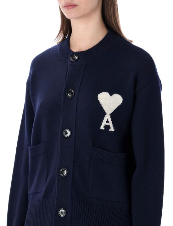 26SS 아미 ADC 울 크루넥 하트 가디건 UKC381KN0156 Black - AMI