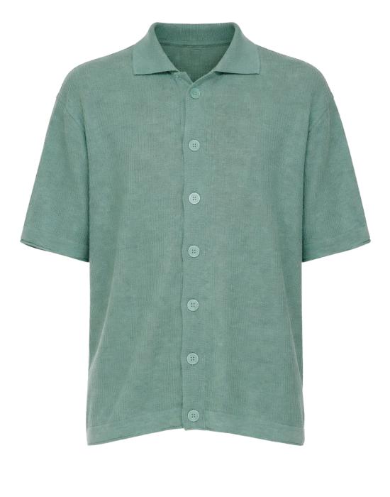 25SS 아토모 팩토리 긴팔 티셔츠 Atomofactory 남성 코튼 니트 티셔츠 세이지 그린 PE25AFU48 21D SALVIA