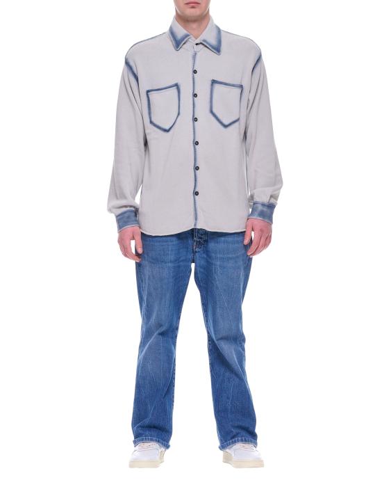 25SS 아토모 팩토리 긴팔 셔츠 아토모팩토리 남성 코튼 셔츠 펄라 블루 워싱 이펙트 PW25AFU06 PERLA - ATOMO FACTORY