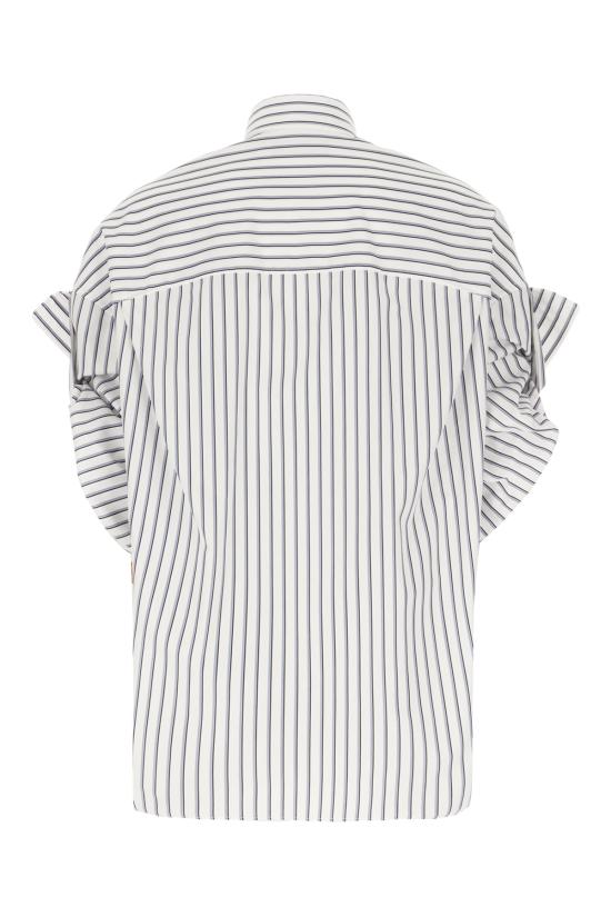 26SS 발렌시아가 턱드 슬리브 셔츠 857833TTM33 9086 WHITE BLUE - BALENCIAGA