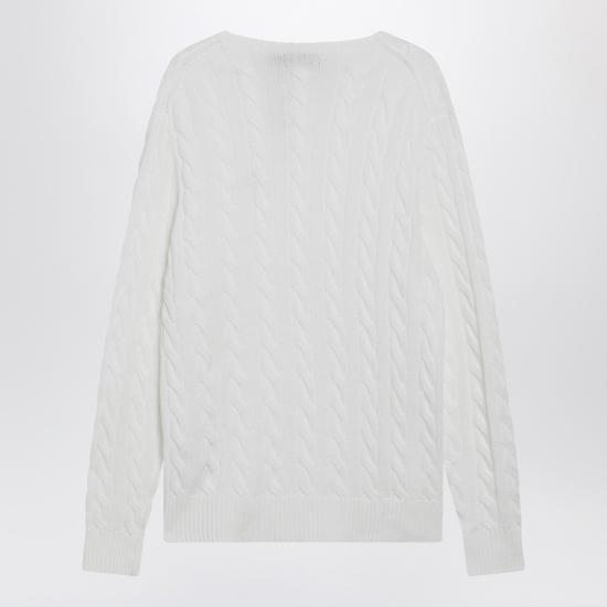 26SS 폴로 랄프로렌 로고 자수 케이블 니트 스웨터 710775885033CO White - POLO RALPH LAUREN