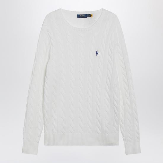 26SS 폴로 랄프로렌 로고 자수 케이블 니트 스웨터 710775885033CO White