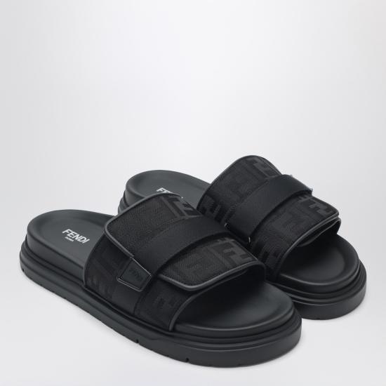 26SS 펜디 레더 FF 나일론 청키 슬라이드 7X1850AOMF Black - FENDI