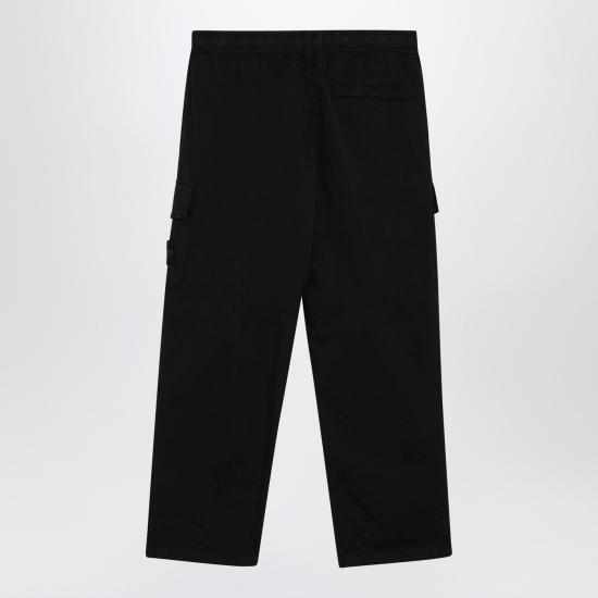 26SS 스톤 아일랜드 스트레치 오가닉 코튼 트윌 루즈핏 카고 팬츠 S153100020S0A10 Black - STONE ISLAND