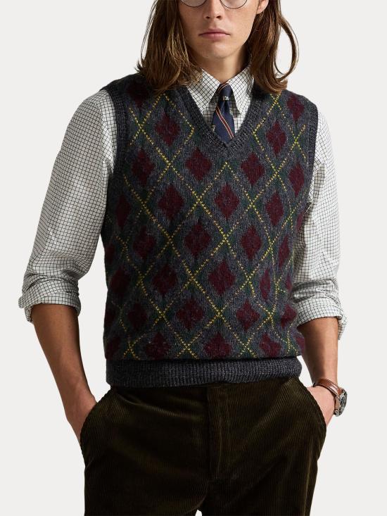 25FW 랄프 로렌 니트 베스트 710978088 001 Grey - RALPH LAUREN