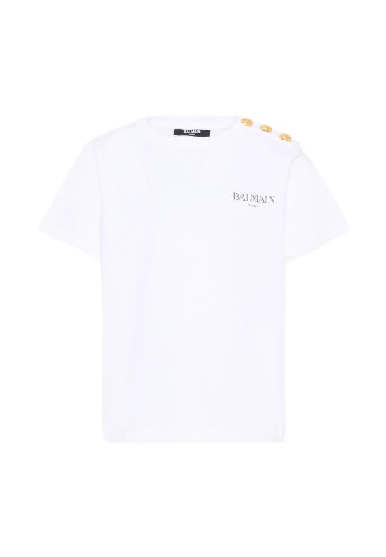 26SS [키즈] 발망 티셔츠 BY8Q21 Z3672 100NE WHITE