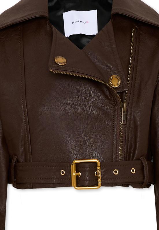 26SS [키즈] 핑코 가죽 자켓 KFGB015 C PE021 6024 BROWN - PINKO