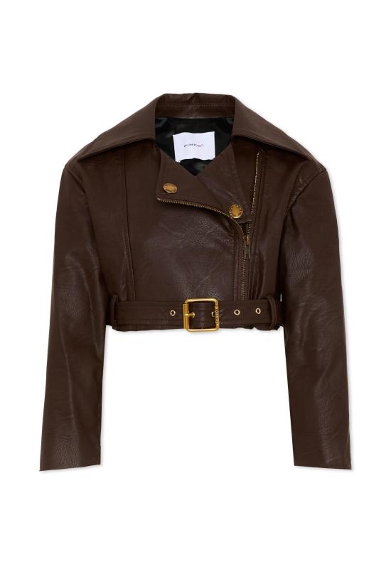 26SS [키즈] 핑코 가죽 자켓 KFGB015 C PE021 6024 BROWN